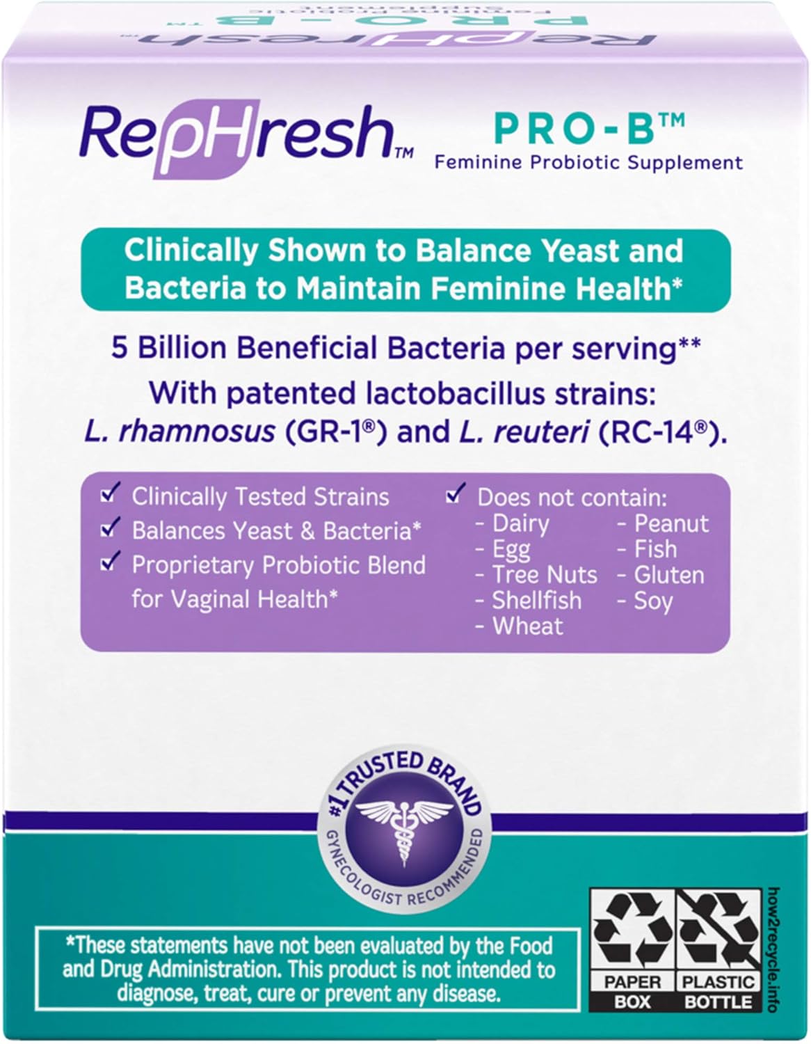 Immune Support Combo: Jarrow Formulas Lactoferrin 250mg + RepHresh Pro-B Probiotic 30 Capsules for Women