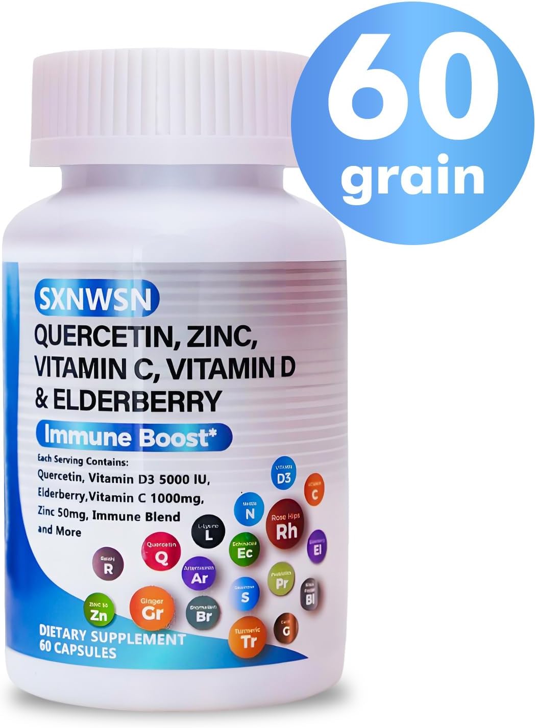 Immune Support Supplement for Adults with Quercetin, Zinc, Vitamin C, Vitamin D, Bromelain, Elderberry, Artemisinin, Sea Moss, Echinacea, Allergy Relief - 120 pieces