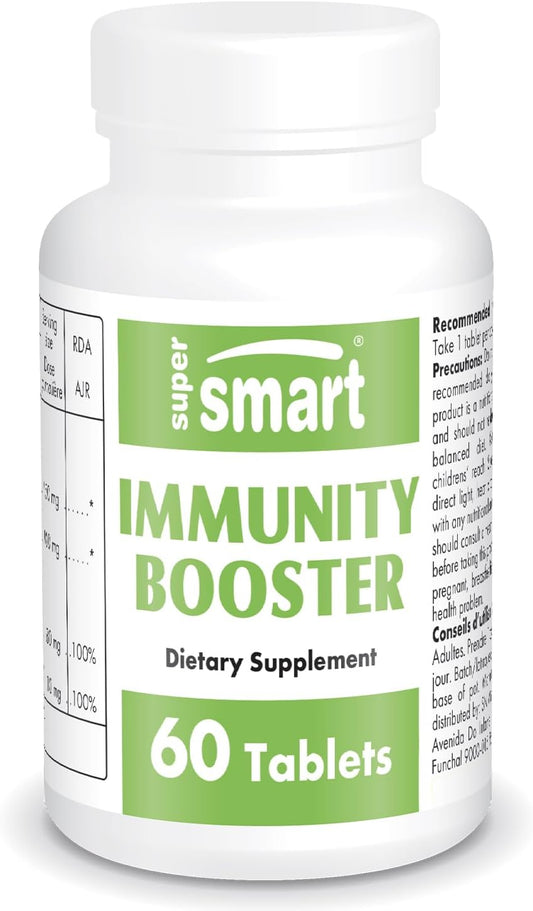 Immunity Booster Tablets with Echinacea Extract, Beta Glucans, Vitamin C & Zinc for Sore Throat - Non-GMO & Gluten Free - 60 Tablets