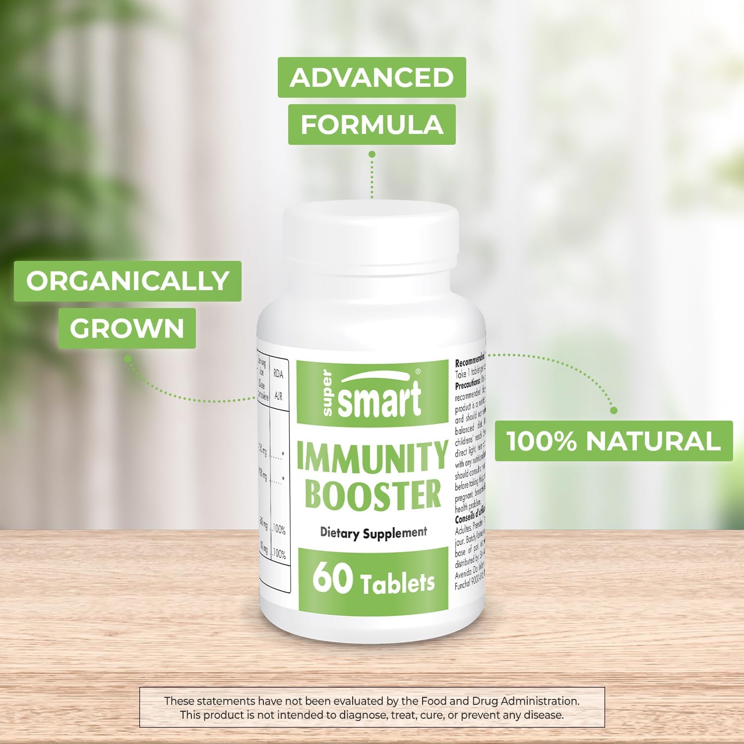 Immunity Booster Tablets with Echinacea Extract, Beta Glucans, Vitamin C & Zinc for Sore Throat - Non-GMO & Gluten Free - 60 Tablets