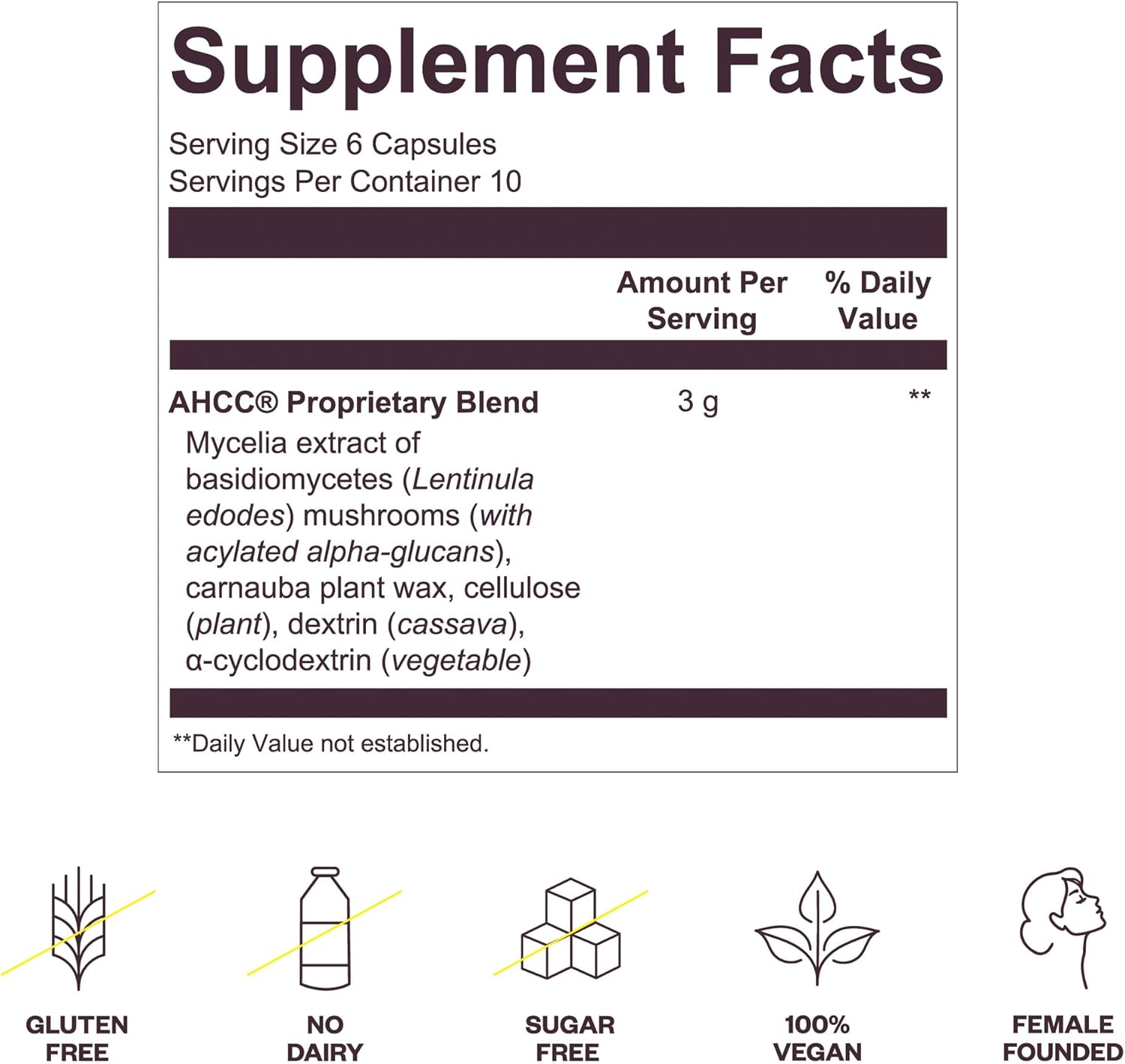 Immunity Boosting AHCC Mushroom Supplement with Vitamin D3, C, and Zinc - Vegan and Gluten-Free