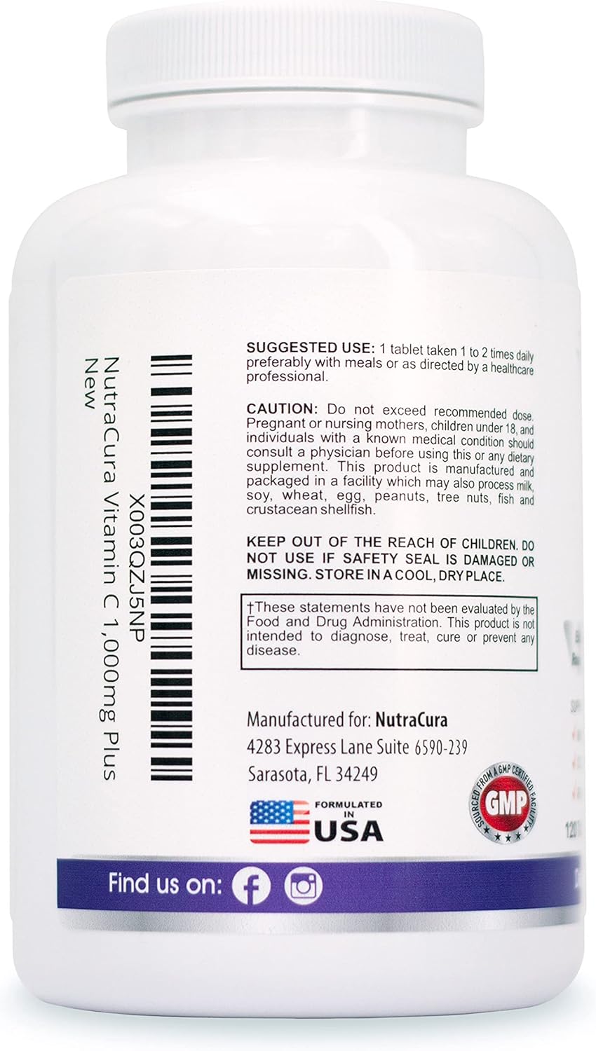 Immunity Boosting Vitamin C Supplement with Elderberry and Citrus Bioflavonoids - 4 Month Supply, 120 Tablets