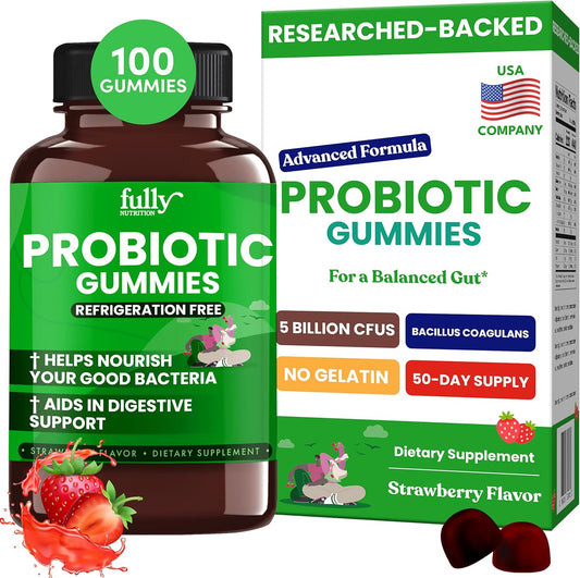 Immunity Fiber Gummies for Women & Men: Probiotics + Prebiotics, 5 Billion CFUs, Non-GMO, Gluten Free, 100 Gummies