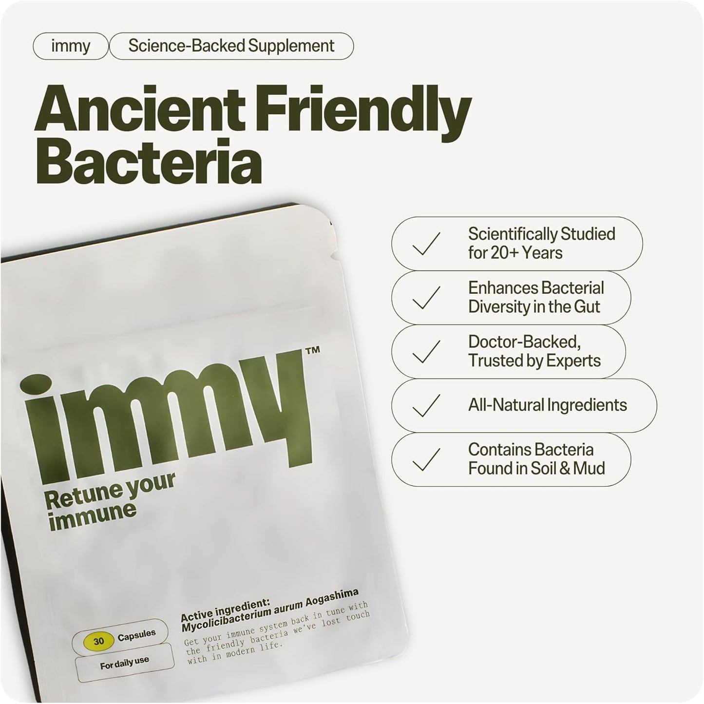 IMMY Immune Supplement for Mood and Gut Health - 180 ct. for Joint Relief, Focus, and Calming Aid
