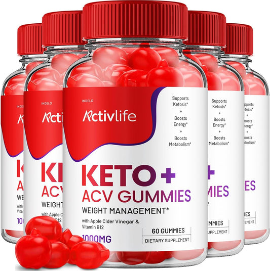 Indelo ActivLife Keto Apple Cider Vinegar Gummies - Weight Management Supplement with 1000mg Formula (5 Pack, 300 Gummies)