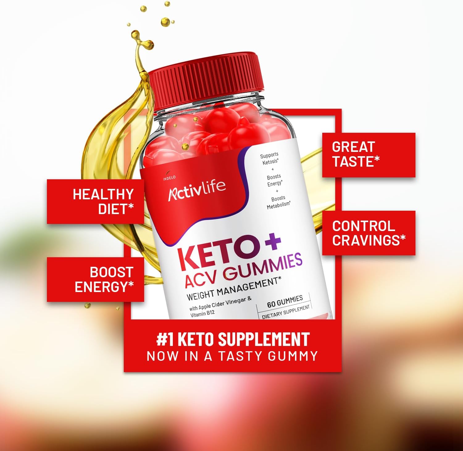 Indelo ActivLife Keto Apple Cider Vinegar Gummies - Weight Management Supplement with 1000mg Formula (5 Pack, 300 Gummies)
