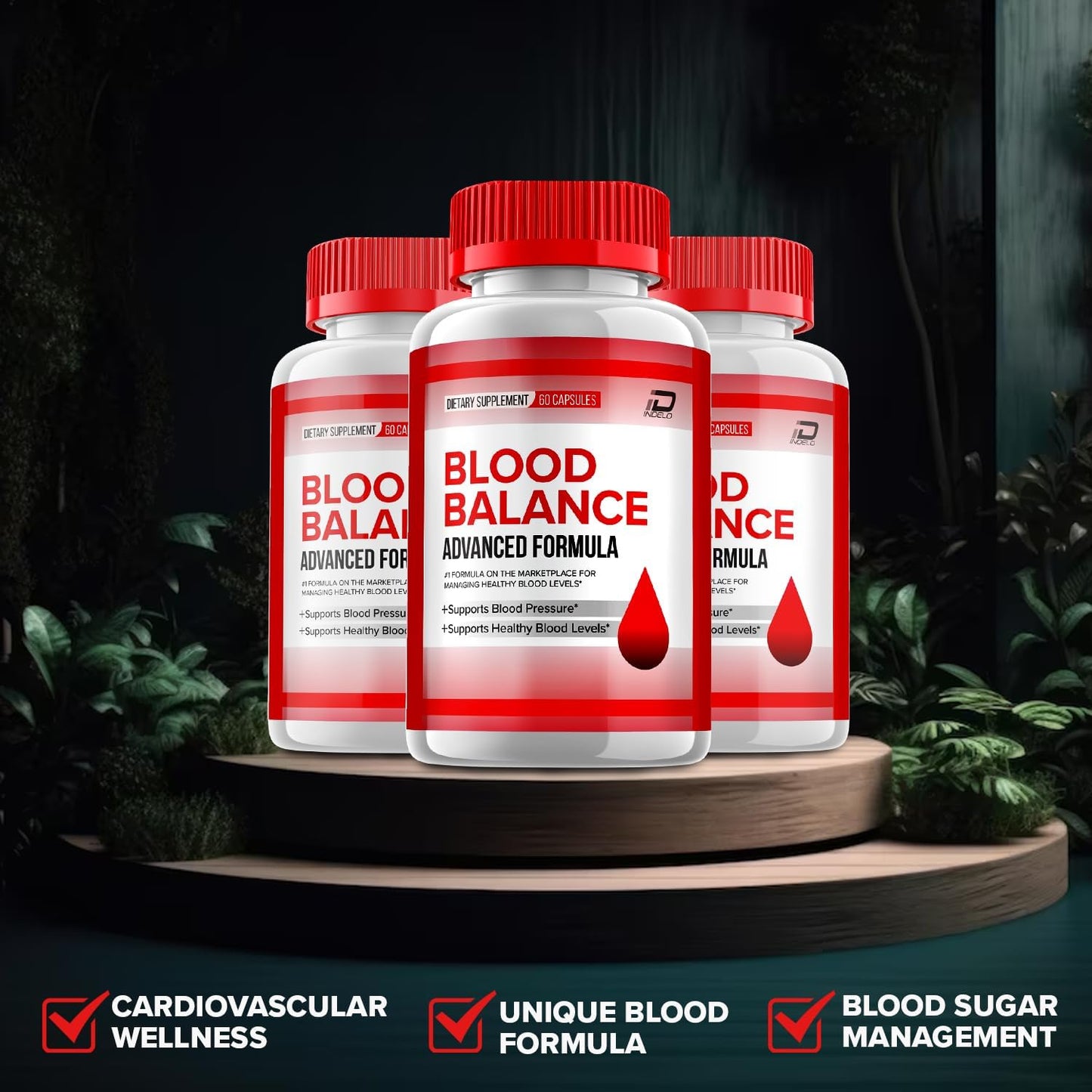 Indelo Blood Balance Capsules - Natural Formula for Healthy Levels (2 Pack, 120 Capsules)