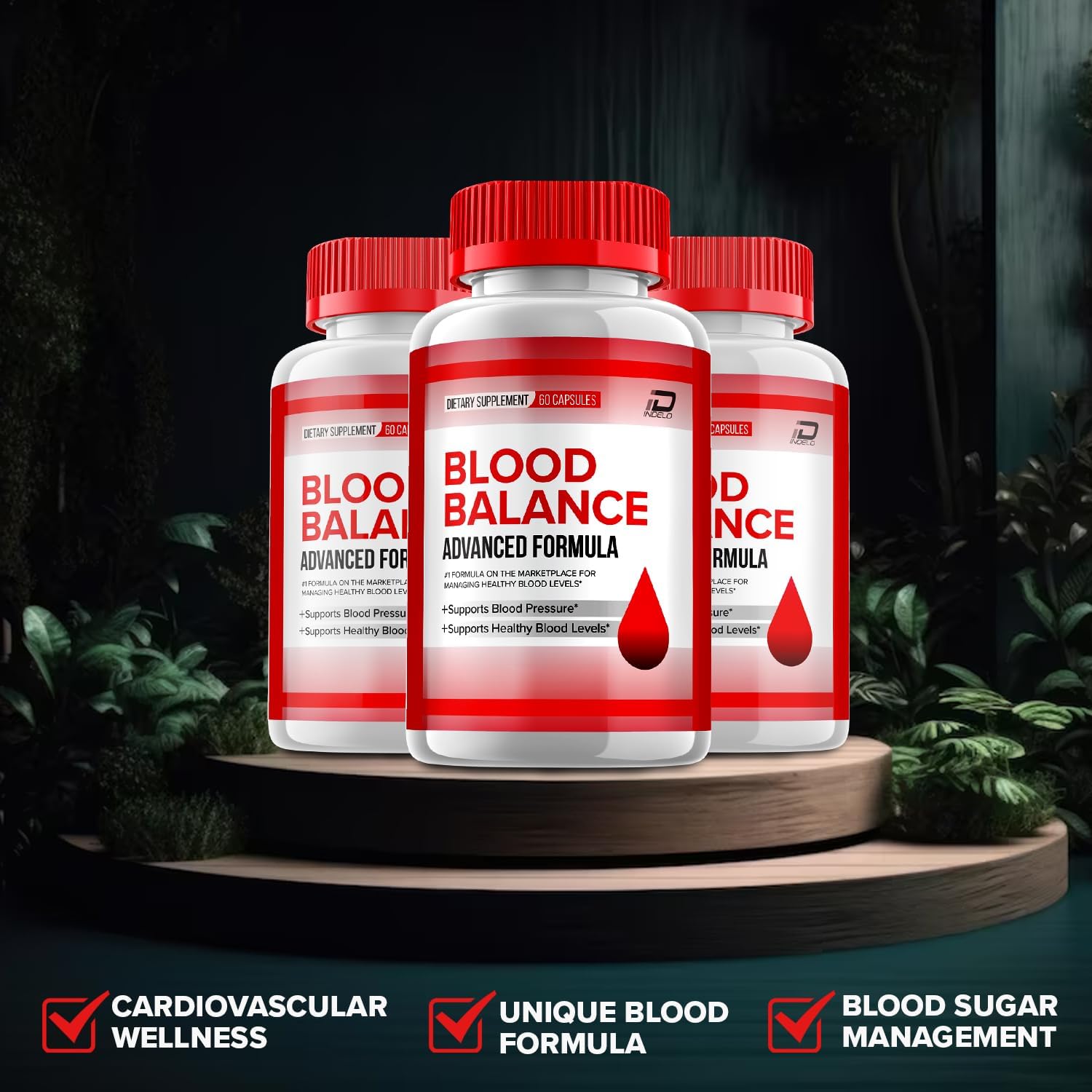 Indelo Blood Balance Capsules - Natural Formula for Healthy Levels (2 Pack, 120 Capsules)