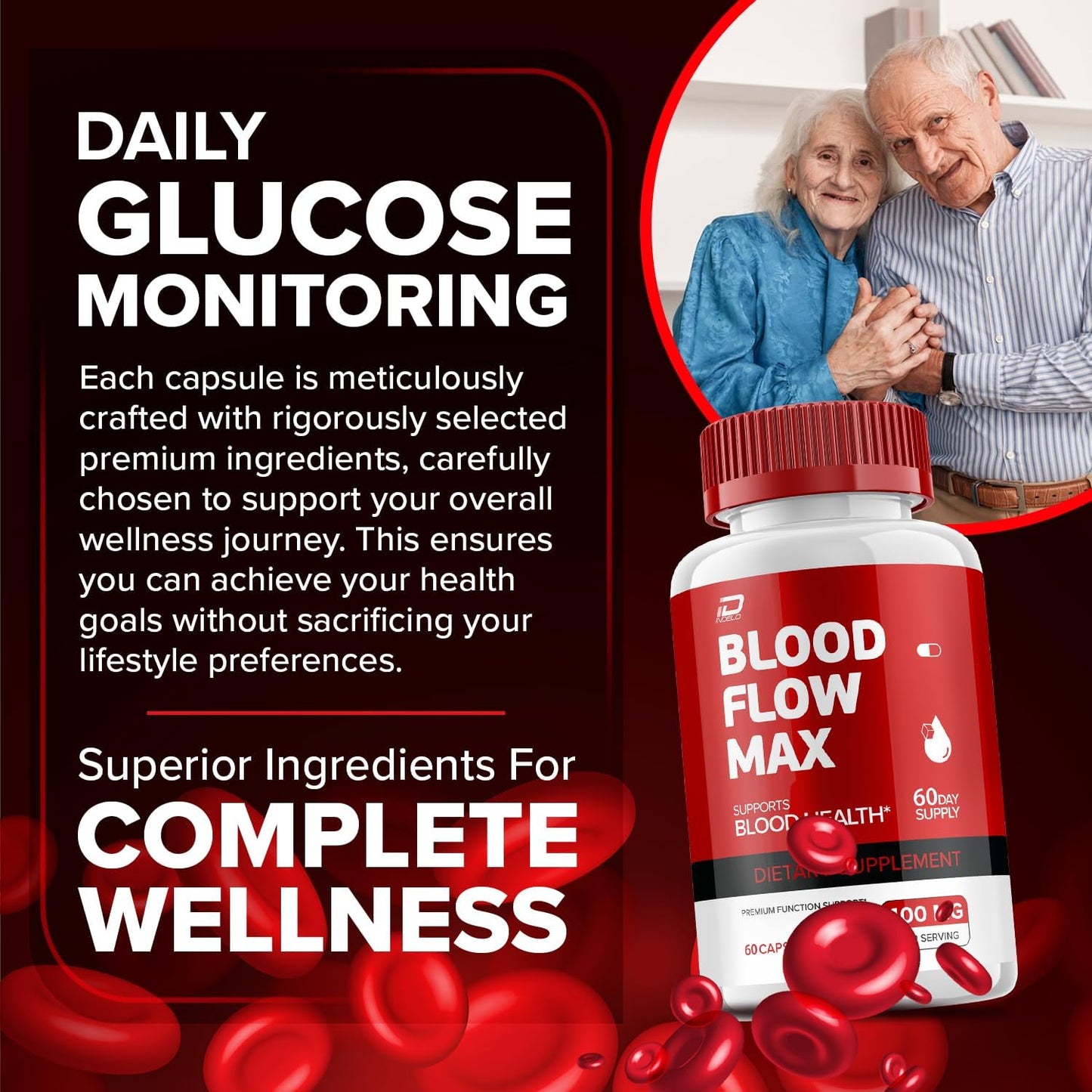 Indelo BloodFlow Max Capsule - Advanced Formula for Stronger Blood Flow, Extra Strength Vitamins for Overall Wellness (3 Pack - 180 Capsules)