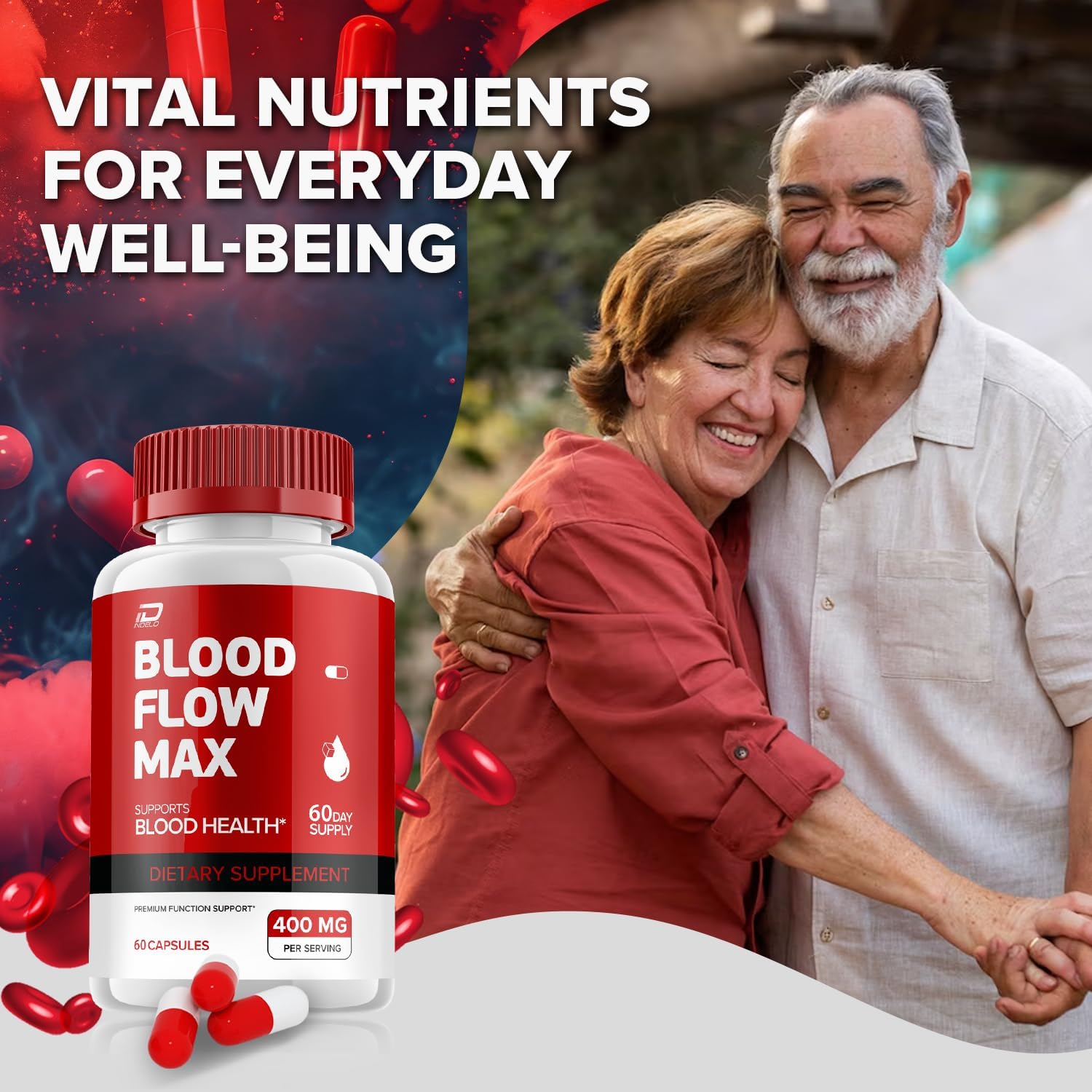 Indelo BloodFlow Max Capsule - Advanced Formula for Stronger Blood Flow, Extra Strength Vitamins for Overall Wellness (3 Pack - 180 Capsules)