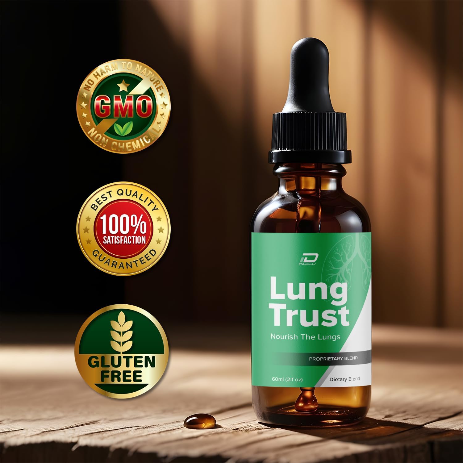 Indelo Lung Trust Liquid Drops - Advanced Formula for Maximum Lung Support (3 Pack - 3 Month Supply)