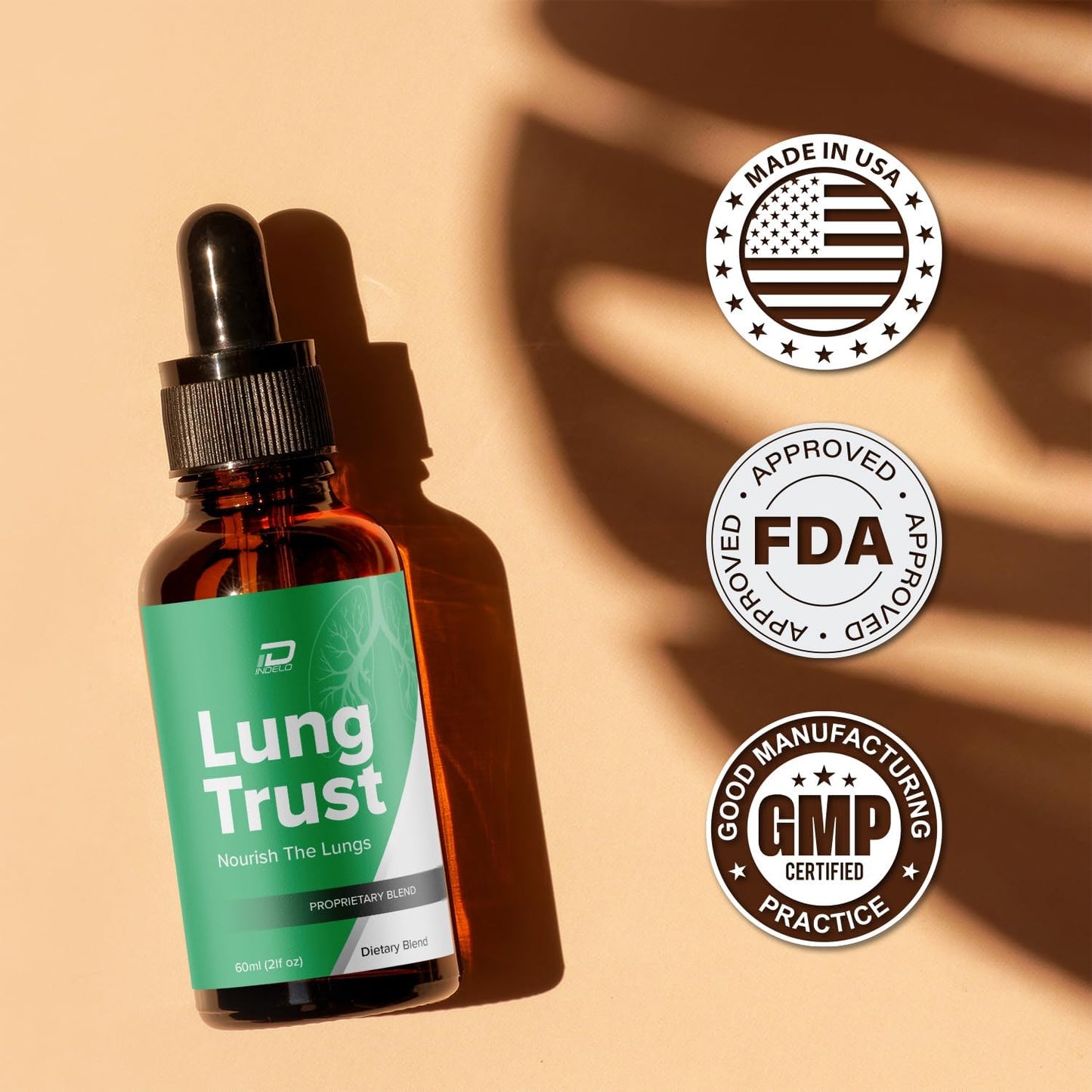 Indelo Lung Trust Liquid Drops - Advanced Formula for Maximum Lung Support (3 Pack - 3 Month Supply)