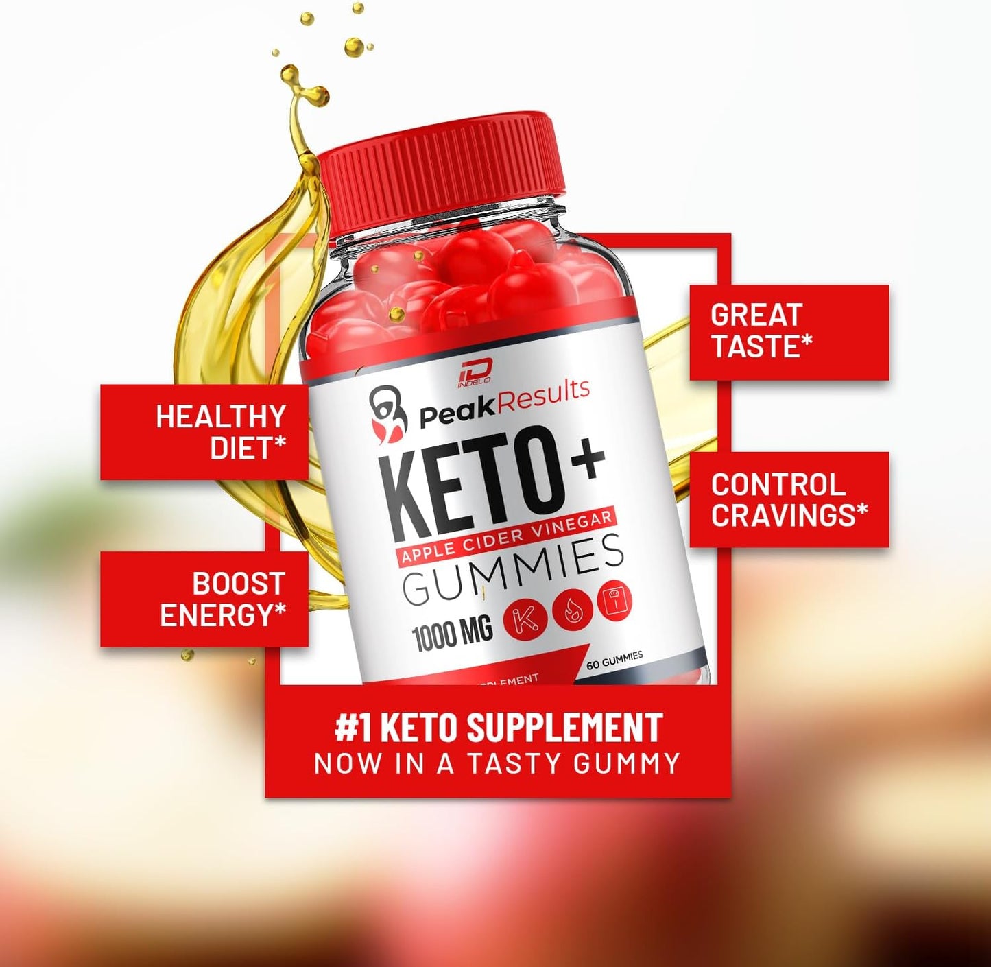 Indelo Peak Results Keto ACV Gummies - Apple Cider Vinegar 1000MG with Vitamin B12, 5 Pack - 300 Gummies, Reviews & Benefits