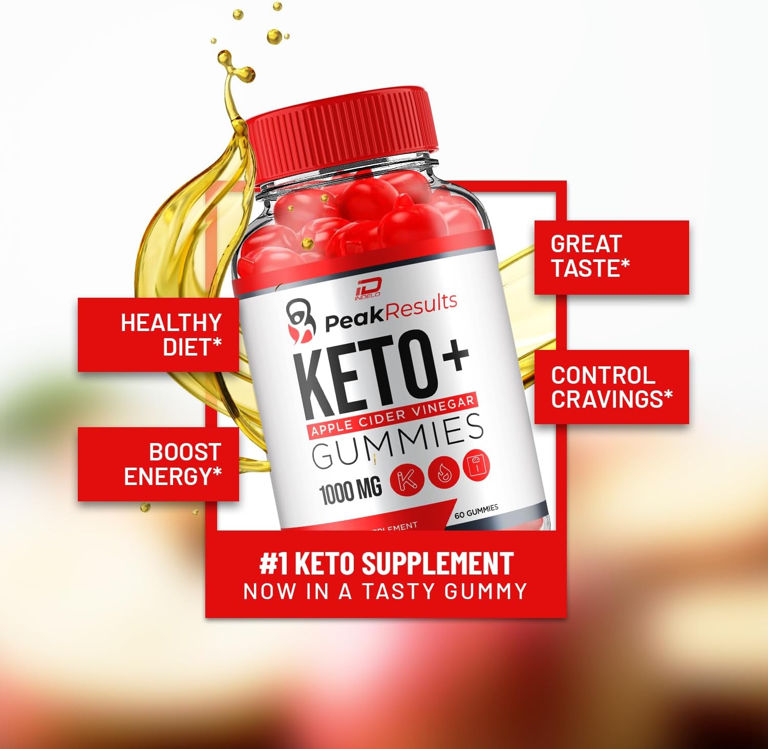 Indelo Peak Results Keto ACV Gummies - Apple Cider Vinegar 1000MG with Vitamin B12, 5 Pack - 300 Gummies, Reviews & Benefits