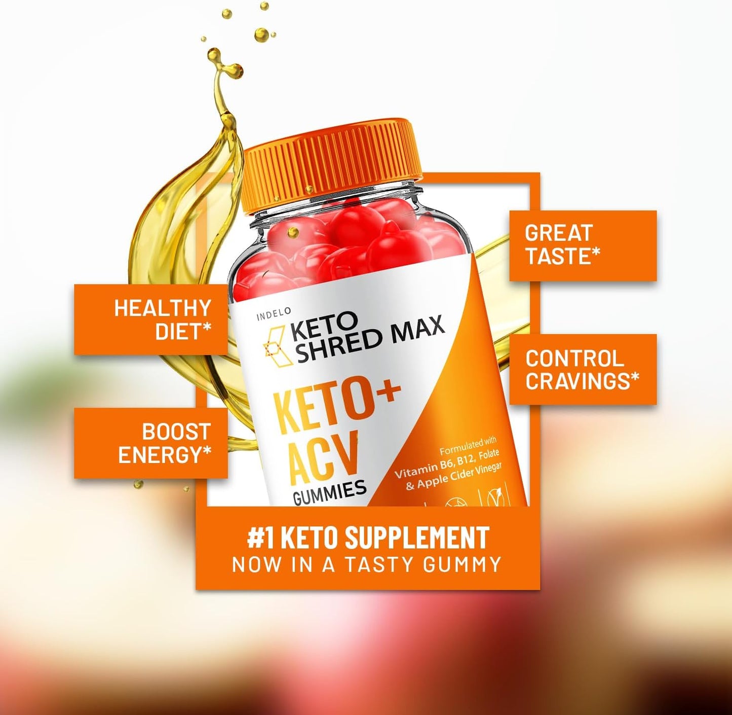 Indelo Shred Max Keto ACV Gummies - Reviews, Weight Management Formula with B12 - 60 Gummies