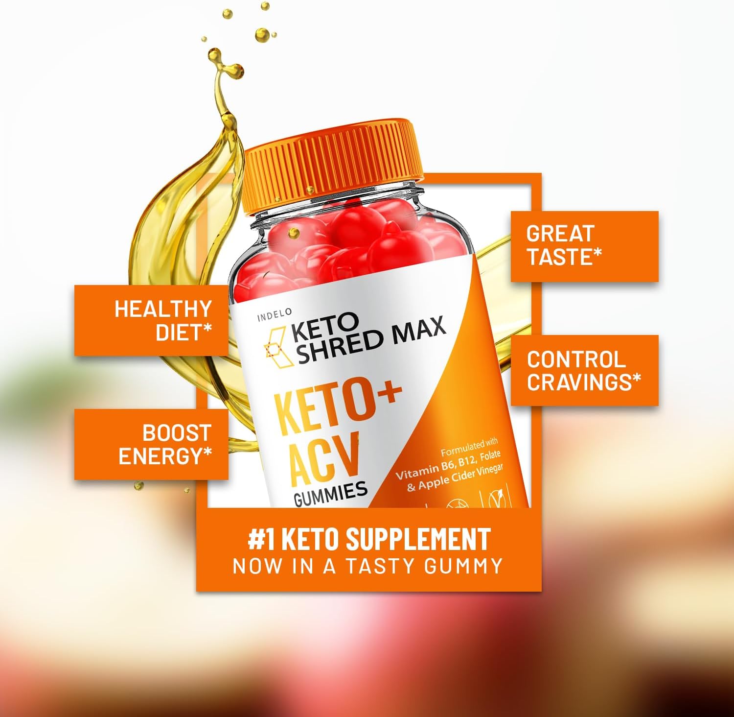Indelo Shred Max Keto ACV Gummies - Reviews, Weight Management Formula with B12 - 60 Gummies