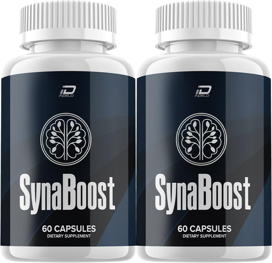 Indelo SynaBoost Brain Supplement Capsules - Natural Formula for Improved Memory and Focus (2 Pack - 120 Capsules)