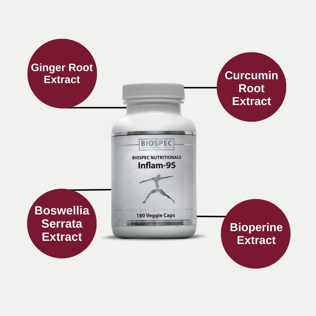 Inflam-95 Supplement with Ginger, Curcumin, Boswellia, Nettle, Bioperine - Promotes Healthy Inflammatory Response*