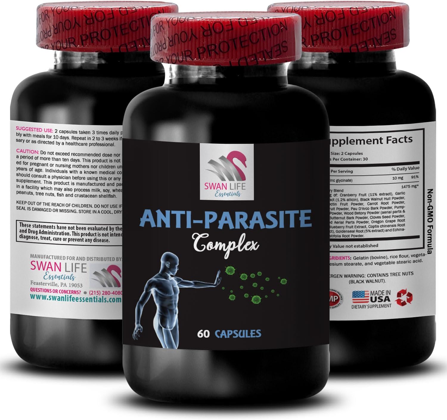 Inner Detox Anti-Parasite Complex - Daily Wellness Support - Herbal Blend for Clean Pathways - 180 Capsules