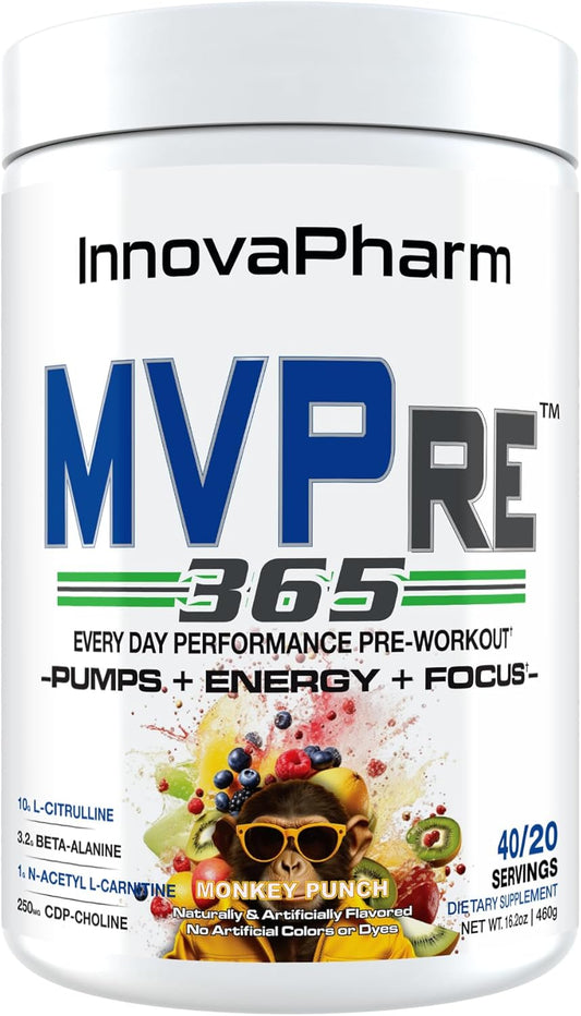 InnovaPharm MVPRE 365 Monkey Punch Pre-Workout Supplement for Enhanced Performance and Energy Boost