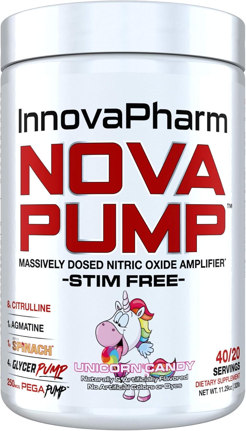 InnovaPharm NOVAPUMP Unicorn Candy Flavor Pre-Workout Supplement - 11.2 Ounces