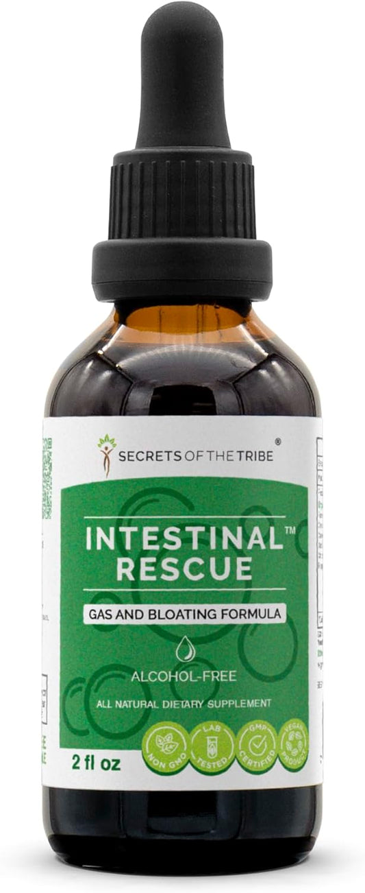 Intestinal Rescue Herbal Supplement Blend Drops for Gas & Bloating Relief - Alcohol-Free Liquid Extract (2 fl oz) by Secrets of the Tribe
