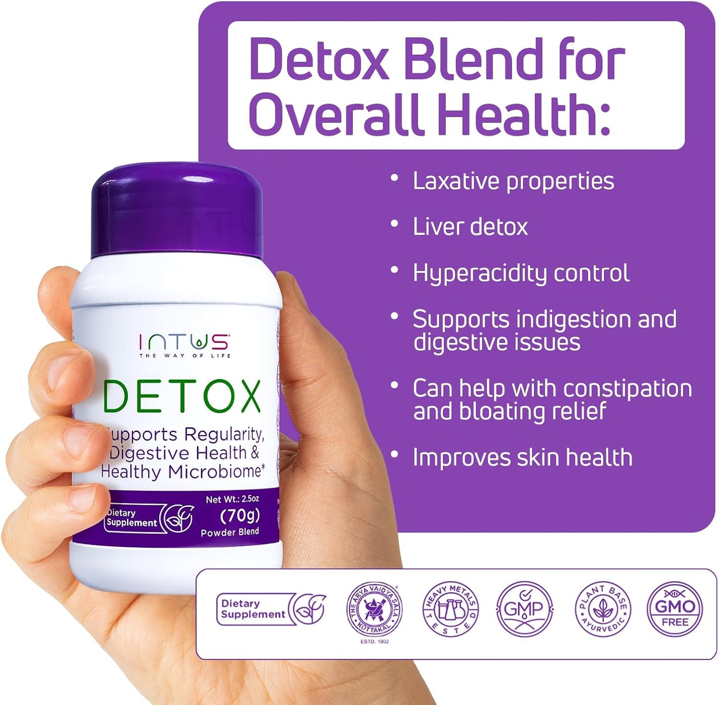 Intus Detox: Colon Cleanse & Liver Detox Herbal Supplement for Gut Health, Constipation, Digestion - 2.5 oz