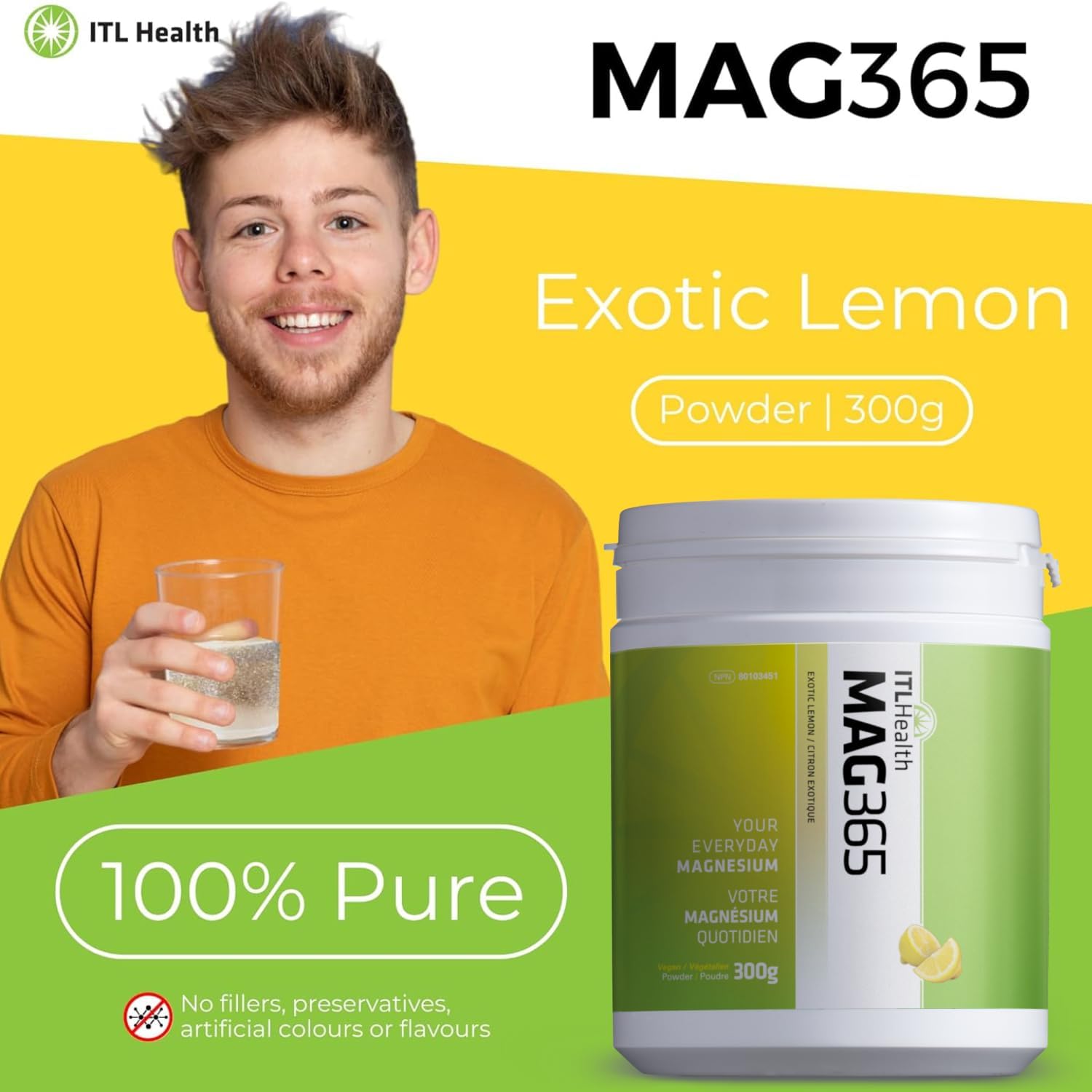 Ionic Magnesium Citrate Supplement for Healthy Metabolism, Bone Development, and Muscle Function | MAG365 Exotic Lemon 300g