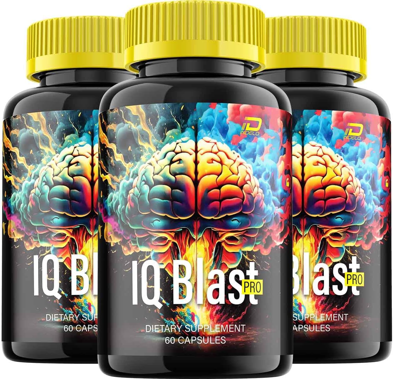 IQ Blast Pro Brain Supplement Capsules - 180 Capsules of All-Natural Maximum Strength Formula for Enhanced Memory and Focus - Support and Reviews included