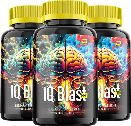 IQ Blast Pro Brain Supplement Capsules - 180 Capsules of All-Natural Maximum Strength Formula for Enhanced Memory and Focus - Support and Reviews included