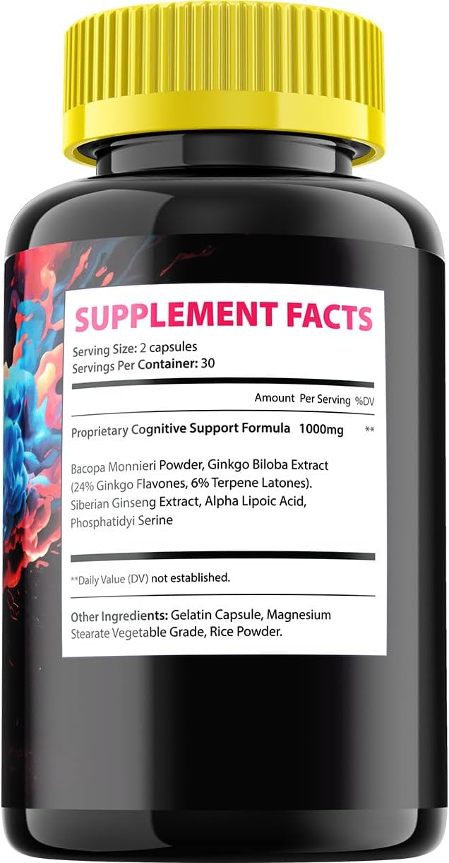 IQ Blast Pro Brain Supplement Capsules - 180 Capsules of All-Natural Maximum Strength Formula for Enhanced Memory and Focus - Support and Reviews included