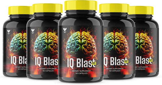 IQ Blast Pro Nootropic Supplement - Brain Booster Capsules for Cognitive Function - 300 Ct - 5 Pack