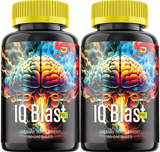 IQBlast Pro Brain Supplement Capsules - All-Natural Maximum Strength Formula for Memory and Focus - 2 Pack (120 Capsules)