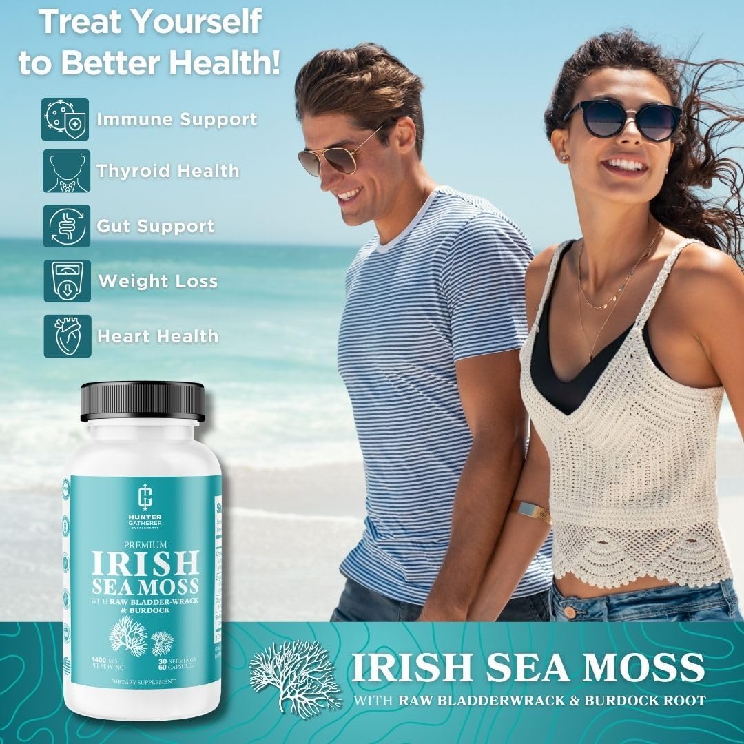 Irish Sea Moss, Bladderwrack, and Burdock Hunter Gatherer Supplements for Health