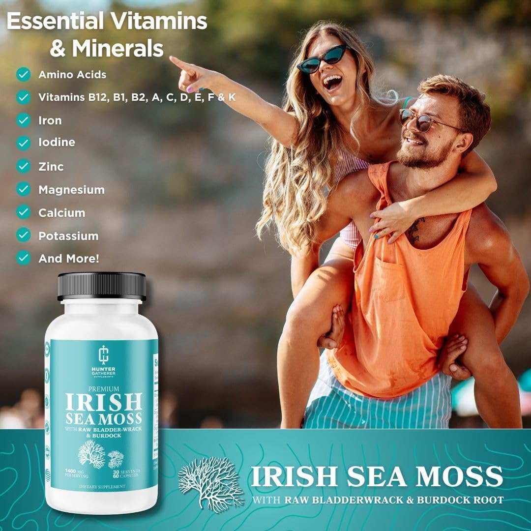 Irish Sea Moss, Bladderwrack, and Burdock Hunter Gatherer Supplements for Health