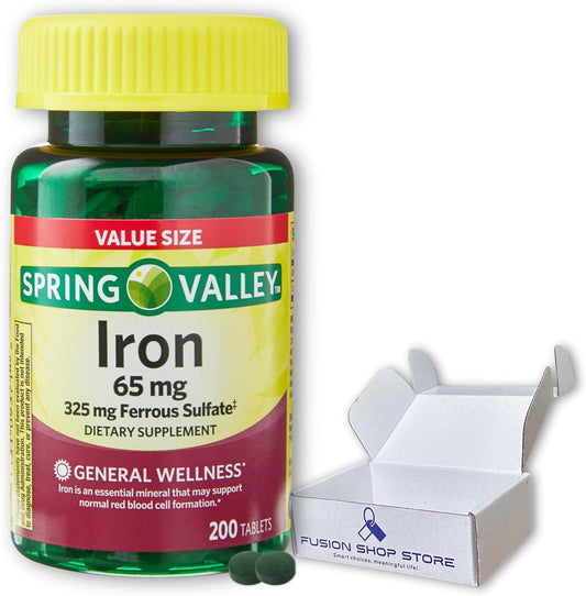 Iron 65mg Ferrous Sulfate Dietary Supplement 200ct - Fusion Shop Store - Boxed Pack of 1