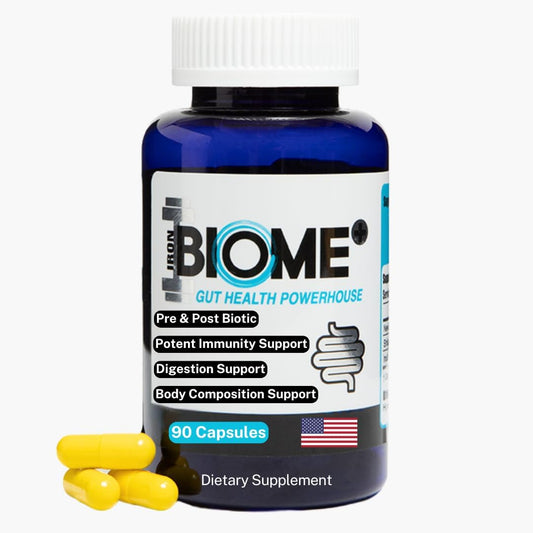 Iron Biome+ Gut Health & Metabolic Support Capsules - TriButyrin, Shilajit, Prebiotics, Nutrients - Digestive Wellness, Immune Function, Sleep - 90 Count - USA Made