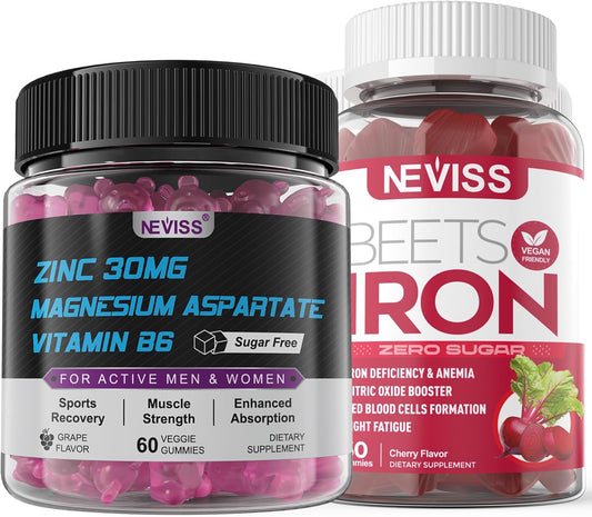 Iron Gummies with Zinc and Magnesium Supplement for Overall Health and Wellness