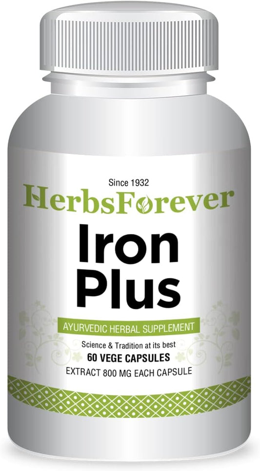 Iron Plus Capsules - Herbal Supplement to Boost Iron Levels - 60 Capsules