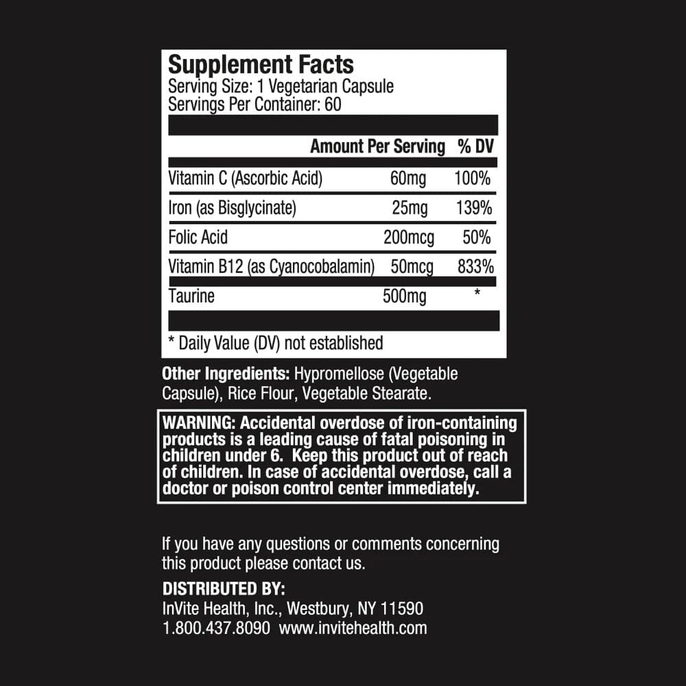 Iron Plus Hx - Boost Immune System Function - 60 Day Supply - 60 Vegetarian Capsules - 2-Pack