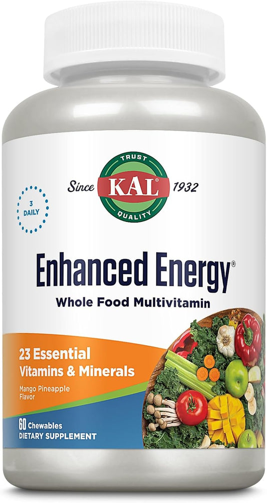 Iron-Rich Whole Food Chewable Multivitamin with 23 Essential Nutrients & Super Foods - Mango Pineapple Flavor, 60-Day Guarantee - 60ct.