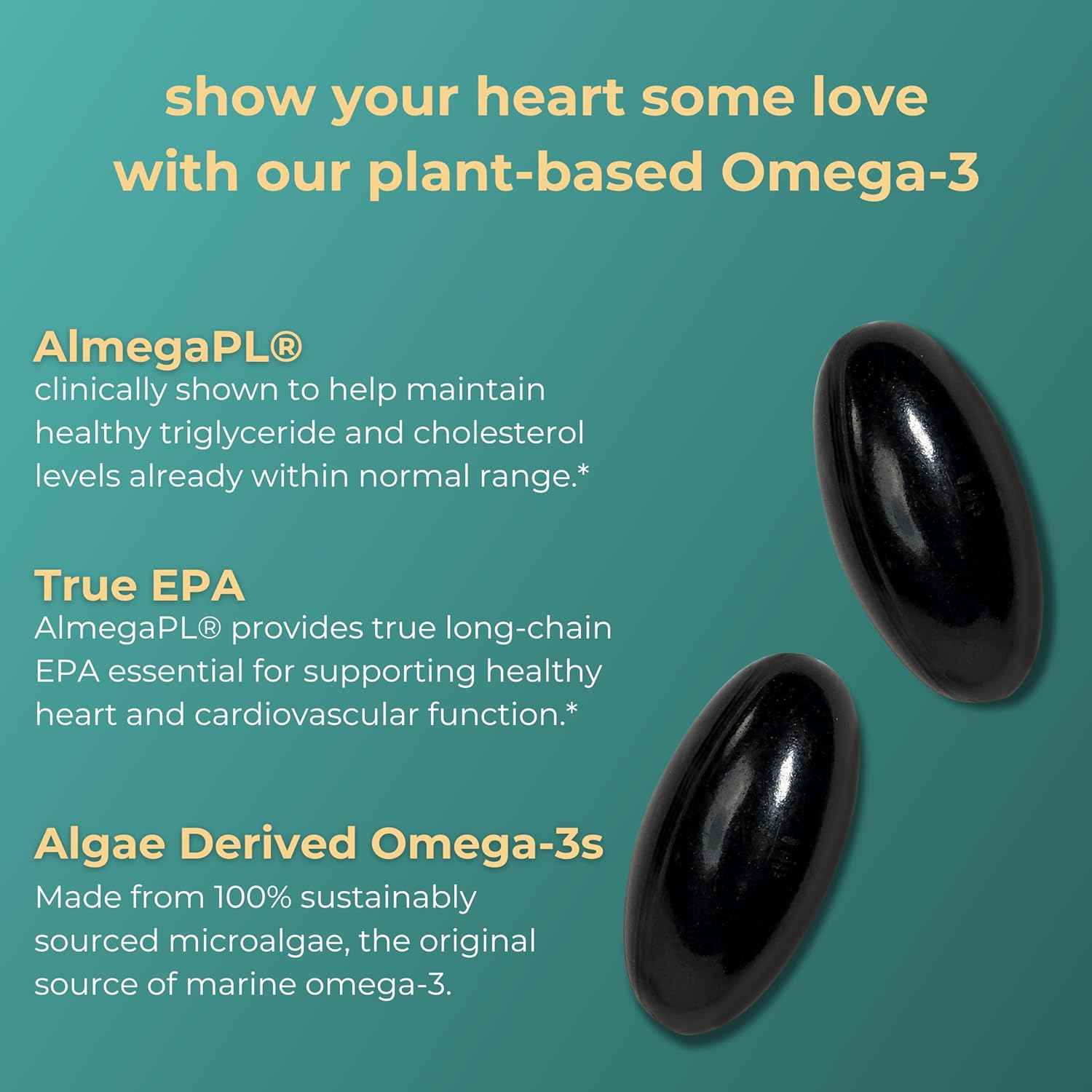 Iwi Life Heart Omega-3, 60 Softgels (30 Servings), Vegan Plant-Based Algae Omega Fatty Acids + EPA, Heart Health Support Dietary Supplement, Krill & Fish Oil Alternative, No Fishy Aftertaste