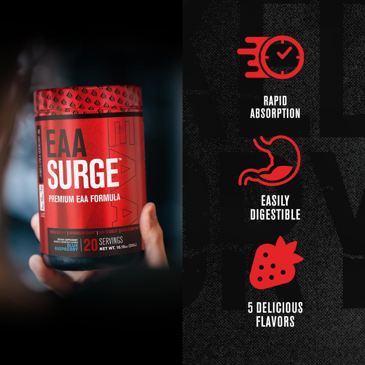 Jacked Factory Green Surge Superfood Powder with Hydrasurge Electrolyte Hydration and EAA Surge Supplement