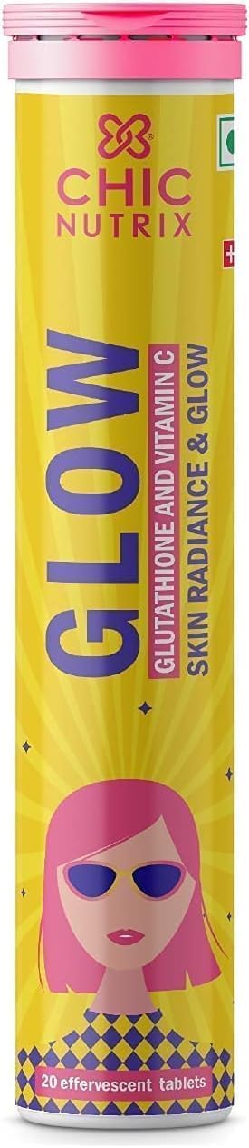 Japanese Glutathione 500mg and Vitamin C Tablets for Glowing Skin - Strawberry-Lemon Flavor - 20 Effervescent Tabs