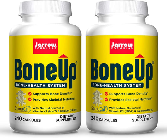 Jarrow Formulas BoneUp - 2 Packs of 240 Capsules - Micronutrient Formula for Bone Health with Vitamin D3, K2, and Calcium - 240 Servings