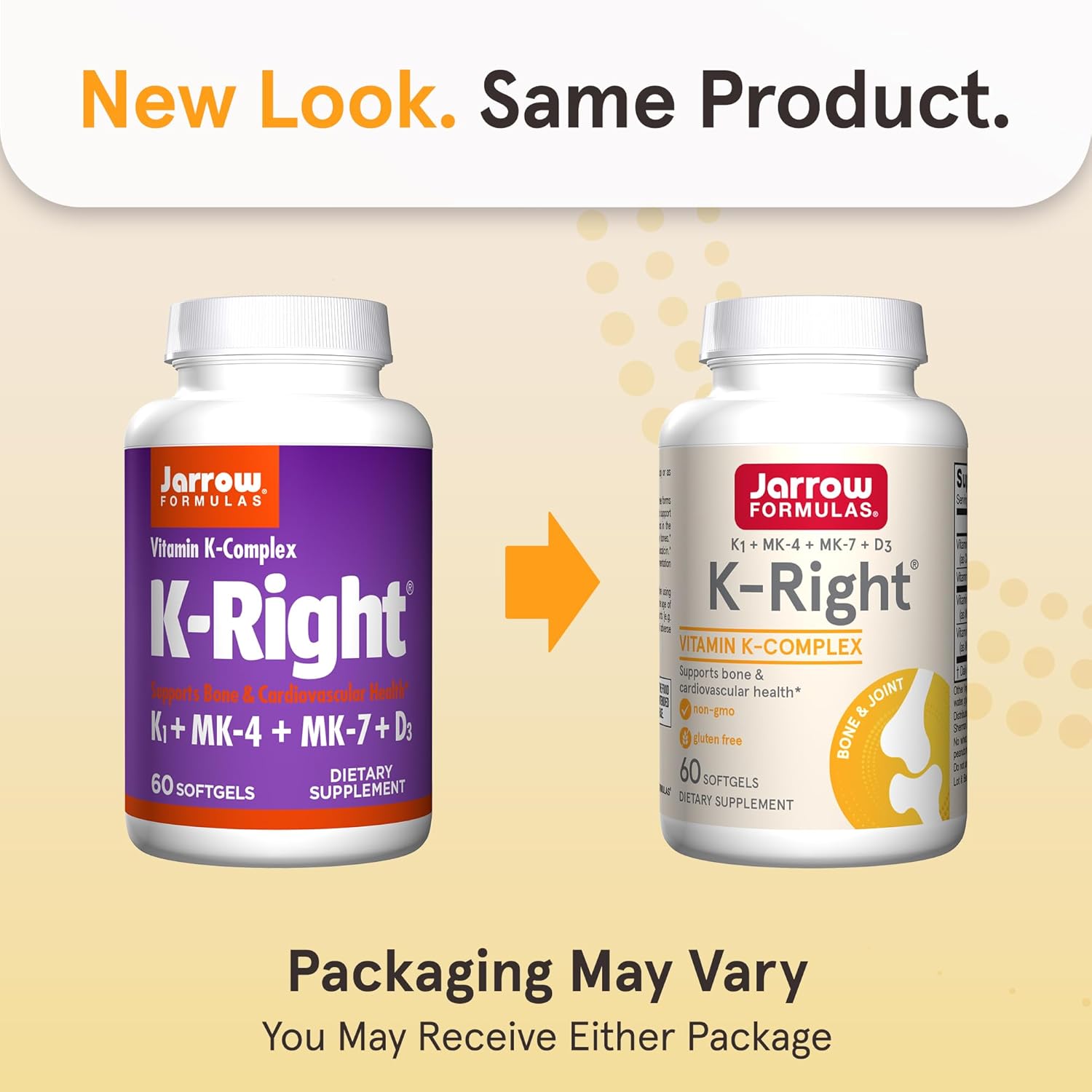 Jarrow Formulas K-Right Vitamin K Complex Softgels - Bone & Cardiovascular Health - 60 Servings - Vitamin K2 MK-7 - Gluten Free - Pack of 12