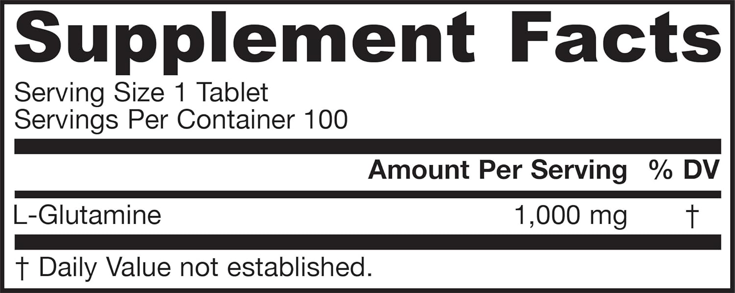 Jarrow Formulas L-Glutamine Tablets 1000mg - Supports Muscle & Immune Health - 100 Count