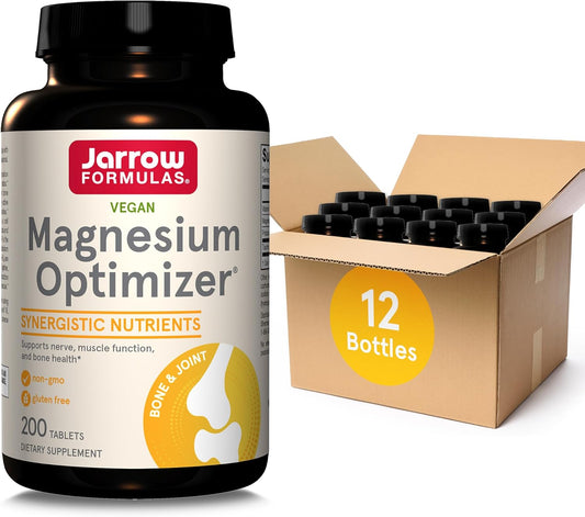 Jarrow Formulas Magnesium Optimizer Supplement - 2400 Tablets for Nerve, Muscle, and Bone Health, Bulk Pack of 12