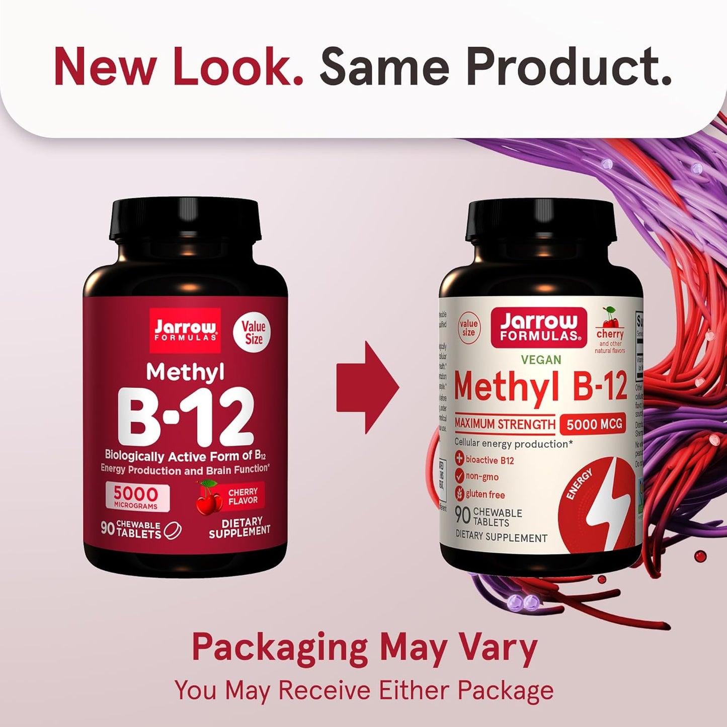 Jarrow Formulas Methyl B-12 5000 mcg Chewable Tablets - 90 Tablets, Pack of 12 - Supports Energy, Sleep & Brain Health - Bioactive Vitamin B-12 - Maximum Strength Dietary Supplement