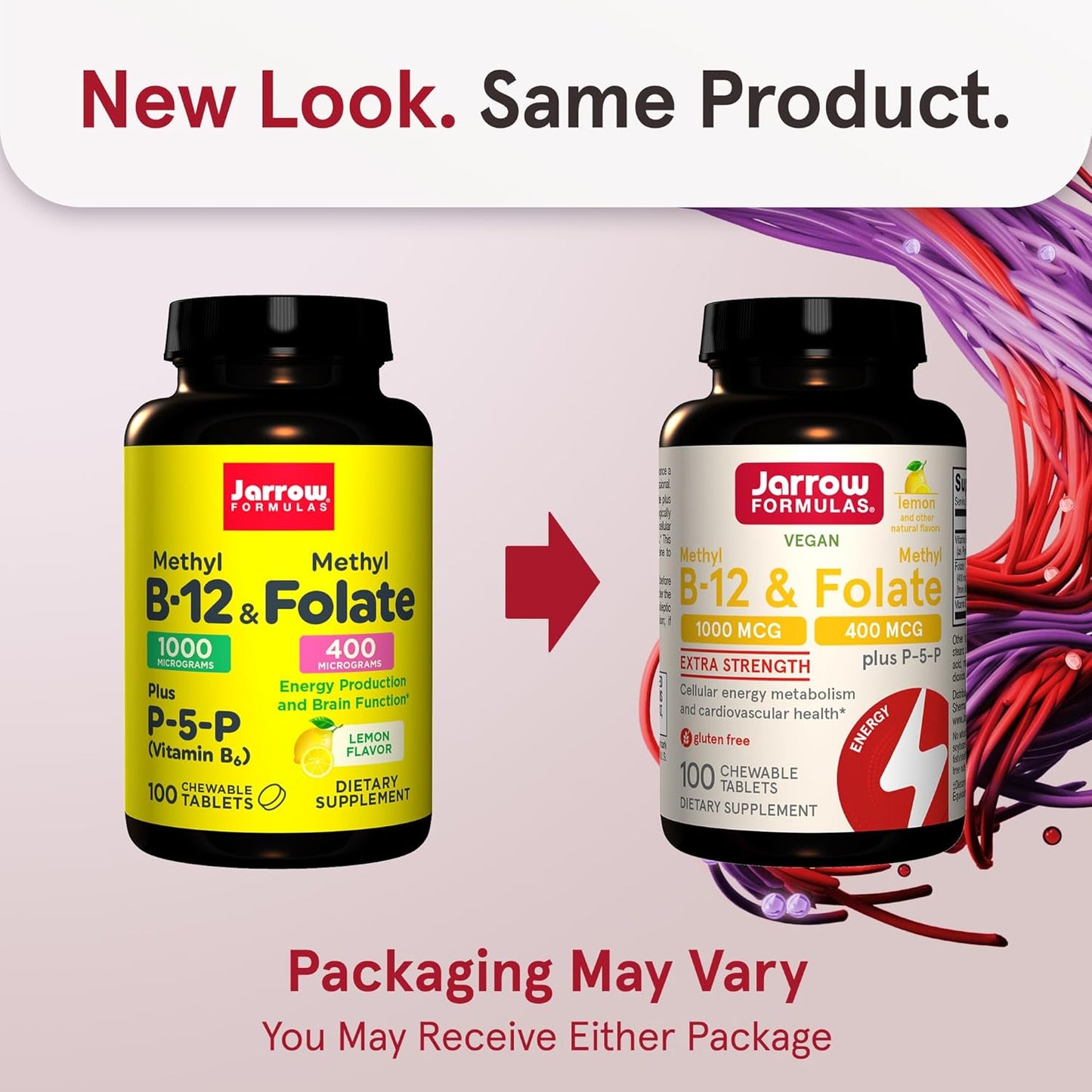 Jarrow Formulas MK7 90 mcg for Bone Health + Extra Strength Methyl B-12 & Folate 400 mcg + P-5-P, 120 Softgels.